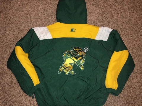 North Dakota State Vtg 1990's Starter BISON Pull Over Hoodie Jacket Coat L/XL Cover