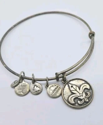 Alex and Ani Fleur de lis Charm Bracelet Silver tone 2012 Dangle OSFM - Image 1 of 4