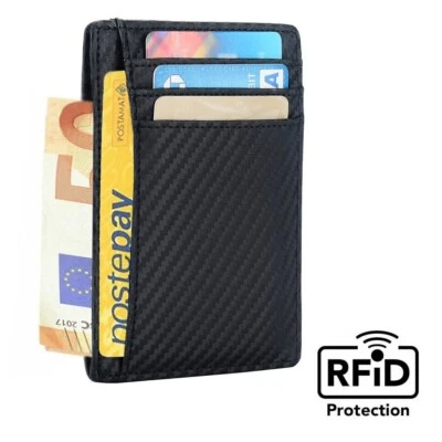 PORTA CARTE DI CREDITO SLIM Portafoglio ANTIFRODE RFID Unisex SOLDI Portatessere - Immagine 1 di 4