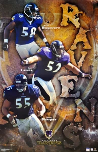 Baltimore Ravens 2001 Vintage Original 22x34 POSTER Ray Lewis, Sharper, Boulware - Picture 1 of 1