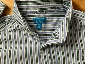 CAMISA DELANTERA CON BOTONES DE PATRÓN A RAYAS PARA NIÑOS TALLA 7-8 100% ALGODÓN - Imagen 1 de 3