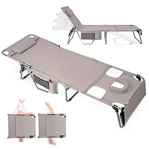 Tanning Chair For Outside Heavy Duty Oversized 330 Lbs Lounge Chair With Face/ar - Picture 1 of 6