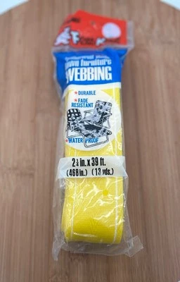 FROST KING Lawn Chair Replacement Webbing 2 1/4"x 39 ft Yellow White Stripe - Image 1 of 2