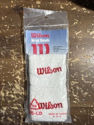 Vintage New Old Stock Wilson Highly Absorbent White Sport Wristbands Set ROC - Image 1 of 2