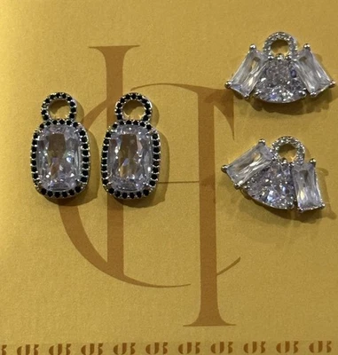 Dijes de aros con encanto BP, circonita cúbica de diamante en chapado en rodio nuevos y nunca usados Foto 1 de 4