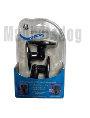 GE Universal Speaker Mount Brackets Max 9lbs Black For Indoor/Outdoor Use NEW! - Image 1 of 4