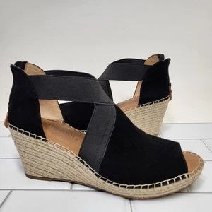 Gentle Souls Women's Black Suede Espadrille Wedge Sandals US Size 10 M - Picture 1 of 7