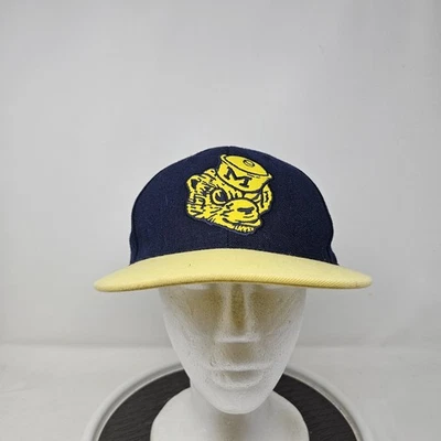 Michigan Wolverines Snapback Hat Mens Navy Yellow NCAA Football Adidas Wool - Image 1 of 4