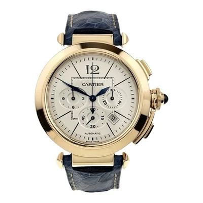 Reloj automático para hombre Cartier Pasha oro amarillo 18k esfera plateada 42 mm W3020151 Foto 1 de 4