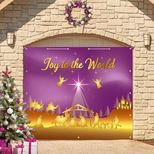 Christmas Garage Door Decorations, Purple Gold Jesus Xmas Garage Door Cover B... - Bild 1 von 9