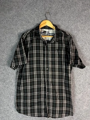 Rip Curl Shirt Mens XL Black Plaid Button Up Short Sleeve Regular Fit Pocket - Image 1 of 4