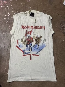 Vintage 1984 IRON MAIDEN Canadian Slavery Tour Sleeveless T-Shirt Medium Canada - Picture 1 of 13