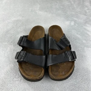 Birkenstock Arizona Black Leather Strap Sandals Women’s Size 37 EU - Picture 1 of 12