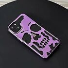 Coque tête de téléphone crâne électroplaquée violet gothique pour iPhone 14 Pro Max