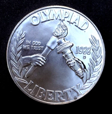 1988 D $1 Unc. Olympiad Commemorative Silver Dollar - U.S. Coins: Silver - Image 1 of 2