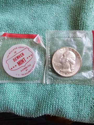 1960 D Washington Quarter BU Uncirculated Mint State 90% Silver 25c US Coin Cover