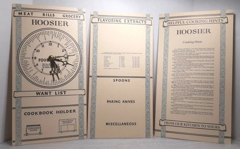 Antique Hoosier Cabinet Hardware Door Cards, Chart - 3 Piece Set 15"L 7.75/8.5"w Cover
