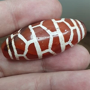 Exquisite Huge Antique Carnelian Etched Agate Jewelry Beads Pendant 44x20mm - Picture 1 of 21