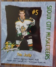 1998-99 Sioux City Musketeers USHL Hockey Tim Judy Card NM Or Better See Pics