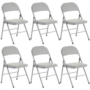 Set of 6 Folding Chair Steel Padded Seat for Events Office Wedding Party Gray - Picture 1 of 12