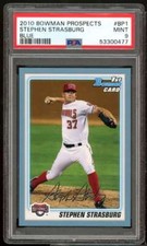 Stephen Strasburg Rookie Card 2010 Bowman Prospects Blue #BP1 PSA 9