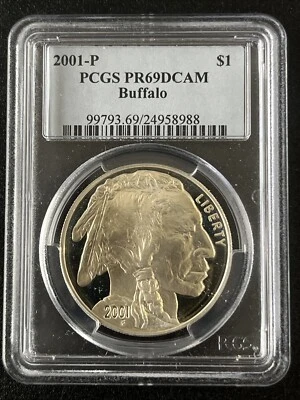 2001-P PCGS PR69DCAM Buffalo $1 (1014) - Image 1 of 2