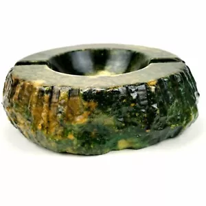 Vintage Romano Bianchi Alabaster Ashtray Heavy Stone 1960s Rare Green Italy - Picture 1 of 15