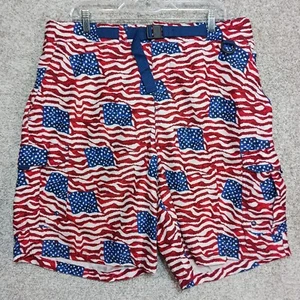 Cabelas Cargo Shorts Swim Trunks Mens 2XL 38 American Flag Patriotic 5 Pocket - Picture 1 of 15