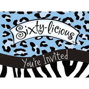 Sixty-Licious Leopard Zebra Animal Print 60th Birthday Party Invitations - Picture 1 of 1