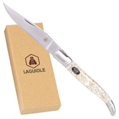 LAGUIOLE Taschenmesser Perlmutt White Shell Klappmesser Jagd Edelstahl Messer - Bild 1 von 4
