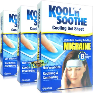 3x Kool n Soothe Cooling Migraine Headache Pain Relief Gel 4 Sheets (12 Pads) - Picture 1 of 1