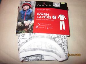 new 2 piece CUDDL DUDS boys THERMAL white OUT DOORS squirrels  CREW & PANTS 4T