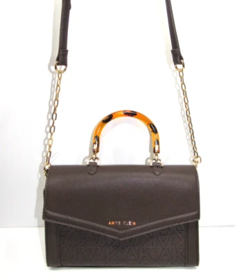 Bolso de Mano/Bolso Bandolera Anne Klein CONVERTIBLE AK Correa de Cadena Dorada Marrón Foto 1 de 4