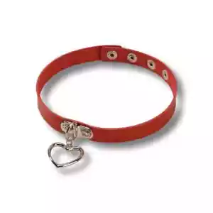 Leder Herz Choker Halsband Punk Biker Gothic verstellbar Halskette Love O-Ring - Bild 1 von 6