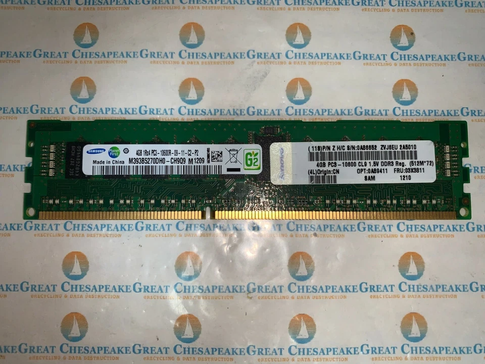 Samsung M393B5270DH0-CH9Q9 4GB PC3-10600R DDR3-1333 ECC Reg DIMM TESTED! - Image 1 of 1