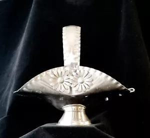 Cesta de placa de plata única vintage de 8 1/2" mango estacionario Carniti Italia - Imagen 1 de 10