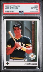 1989 Upper Deck Jose Canseco Baseball Card #371 PSA 10 Gem Mint