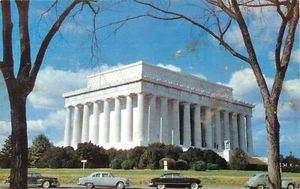 Postal de autos antiguos Lincoln Memorial Washington DC - Imagen 1 de 2