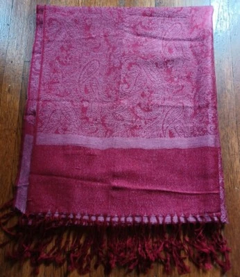 Bufanda roja de cachemira pashmina envoltura ligera flecos seda cachemir lana bufanda  Foto 1 de 4