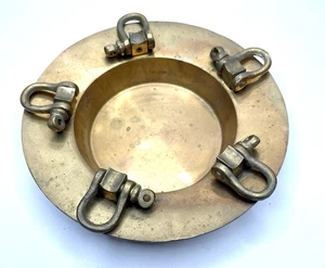 Vintage Solid Brass Nautical Ship Porthole Ashtray - Picture 1 of 6