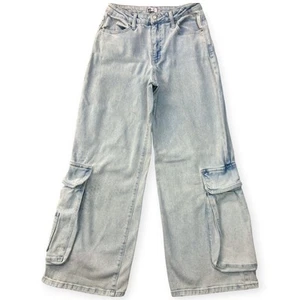 SO Baggy Jeans Boho Hippie Casual Wide Leg Cargo Pants High Rise Women 9 28x30 - Picture 1 of 17