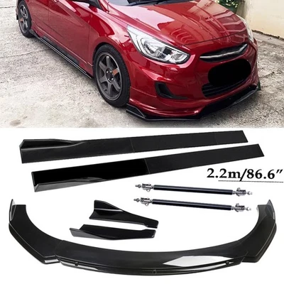 For Hyundai Accent GT Front Bumper Lip Spoiler Splitter Rear Gloss Black Body K - Image 1 of 4