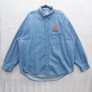 Vintage Riddell Cleveland Browns NFL Embroidered Denim Button Shirt Blue 2XL - Picture 1 of 4