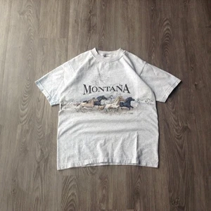 Vintage 90s SanSegal Wrap Around AOP Horses Nature Montana Size Youth L - Bild 1 von 9