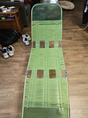 Tri Plegable VERDE Jalea Tubería Chaise Sillón Piscina Cubierta Vinilo Silla UNA Foto 1 de 4