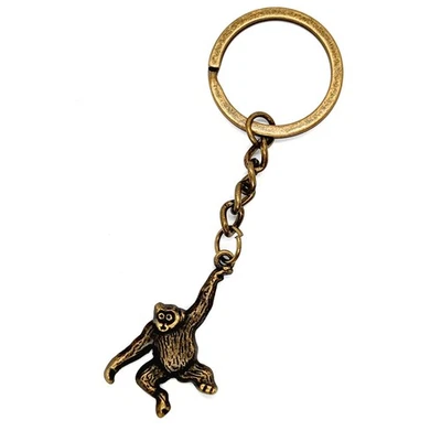 Swinging Monkey Bronze Keyring Keychain Ape Novelty Gift Idea For Him Her 30mm - Image 1 of 4