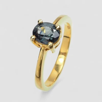 925 Sterling Silver Handmade Fine Jewelry Rings Titanium Gray Blue Spinel 0.76Ct - Image 1 of 4
