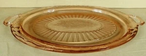 Pink Depression Glass Oval Platter 12" x 9" Mayfair Open Rose Hocking - Picture 1 of 5