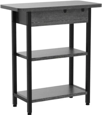 Mesa auxiliar con estación de carga, mesa auxiliar abatible, gris oscuro LIDYUK Foto 1 de 3