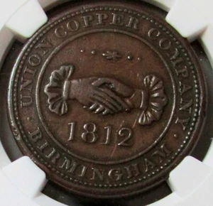 1812 GREAT BRITAIN 1 PENNY BIRMINGHAM UNION COPPER COMPANY NGC XF* W-324 - Picture 1 of 3